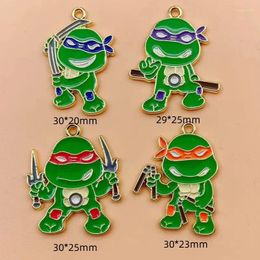 Charms 10pcs Cartoon Anime Turtle Enamel Earring Pendant For Making DIY Keychain Necklace Drip Oil Metal Jewelry Accessories