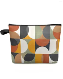 Cosmetic Bags Nordic Retro Medieval Geometric Abstract Colors Makeup Bag Pouch Women Essentials Organizer Storage Pencil Case