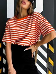 Women's T-Shirt Classic Striped Womens Cotton T-shirt Summer Soft Cotton Short Sleeve Tee Oversized T-shirt for Women 2023 Harajuku Sports Tops J240202