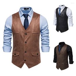 Men's Vests 2024 V-neck Suede Single Breasted Tank Top Large Fashion Casual Suit Vest