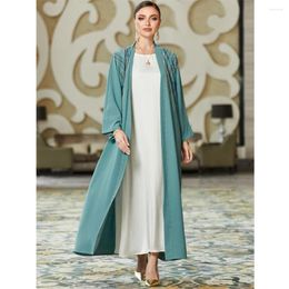 Ethnic Clothing Marocain Diamonds Abaya For Women Hand Sewn Cardigan Dubai Kaftan Muslim Dress Kimono Jalabiya Femme Musulman Robe Open