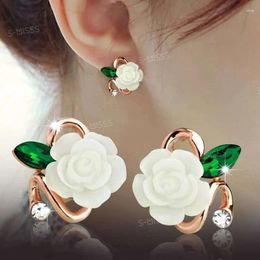 Stud Earrings European And American Women's Fashion Rose Colourful Flower Jewellery Birthday Party Gifts Jewel