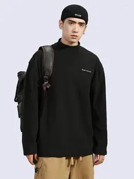 Men's Hoodies Half-High Collar Long Sleeves T-shirt Solid Colour Double-Sided Thick Warm Autumn And Winter Teenagers Loose Casual Fashion