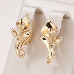 Dangle Earrings Kinel Trend 585 Rose Gold Color Metal Flower Long Drop Women Fashion Geometric Daily Vintage Jewelry 2024