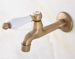 Bathroom Sink Faucets Antique Brass Wall-mounted Mop Pool Tap For Kitchen Garden Single Handle Cold Water Faucet Zav312