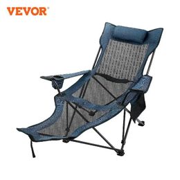 VEVOR Outdoor Folding Camp Chair Backrest With Footrest Portable Bed Nap Chair For Camping Fishing Foldable Beach Lounge Chair 240126