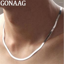 Chains 925 Silver Necklace 4MM Snake Chain Men & Women Couple Sterling Jewellery Gift Blade