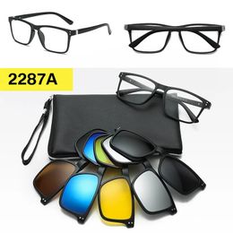 Eyeglasses Frame And Magnetic Sunglasses Clip On Mens Polarized Magnet Women Clip On Optical Glasses Frame 240201