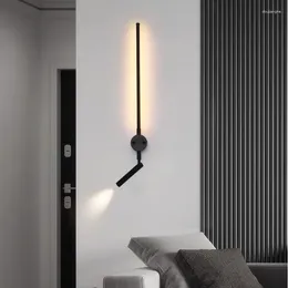 Wall Lamp Modern Strip Minimalist Light Bedroom Bedside Hall Home Sofa Background With Spotlight Switch Sconce Lamps