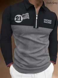 Mens Long Sleeved Polo Shirt Printed Personalised Selling Highquality Business Casual Polo Shirts 240119