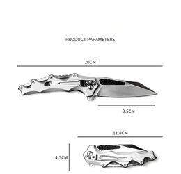 New A2407 Flipper Folding Knife D2 Satin Blade Stainless Steel Handle Outdoor Camping Hiking Ball Bearing Fast Open EDC Pocket Folder Knives