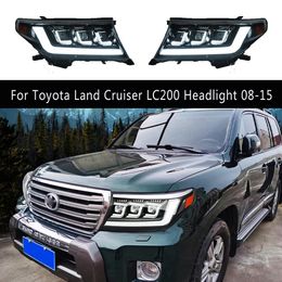 For Toyota Land Cruiser LC200 LED Headlight Assembly 08-15 DRL Daytime Running Light Streamer Turn Signal Indicator Front Lamp