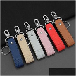 Pu Leather Keychain Wristlet Key Fob Fashion Women Men Keychains Drop Delivery Dh6Od