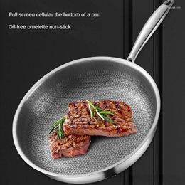 Pans 2024 Frying Pan Stainless Steel Honeycomb Cooking Double Sided Non-stick Non-coated Full Screen Steak Pancake Cookware Kitchen