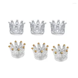 Candle Holders 6pcs Clear Glass Romantic Crown Tealight Candlestick Stand Table Centerpiece Home Wedding Party Dinner Decoration