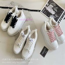 designer chaneles shoes Panda thick soled plush casual shoes fashionable sponge cake shoes lace biscuit shoes board shoes single shoe batch J8W3