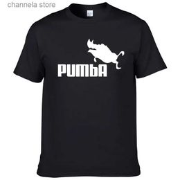 Men's T-Shirts PUMBA printed T-shirt summer hip-hop sports bottom short-sleeved flying boar wild boar spoof creativity oversized five-quarter s T240202