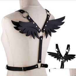 Frames And Mouldings Y Women Punk Pu Leather Chest Body Harness Waist Straps Wings Corset Bustier Cosplay Clubwear Costume Drop Delive Dhnpj