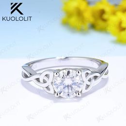 Cluster Rings Kuololit Round Moissanite For Women Sterling Silver 925 Jewellery White Gold Vine Anniversary Wedding Original Classic