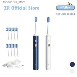 Toothbrush ZR Sonic Electric Toothbrush Y5 Smart Timer IPX8 Waterproof Dupont Bristles 5 Modes Adult Couple Gift Q240202