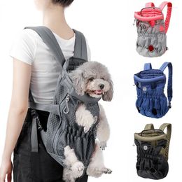 Dog Carrier Out Double Shoulder Portable Travel Backpack Outdoor Pet Bag Front Mesh Head Supplies