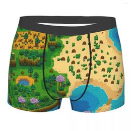 Underpants Men Stardew Valley Map Underwear Cartoon Anime Novelty Boxer Shorts Panties Homme Breathable