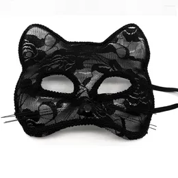 Party Supplies S Women Lace Half Face Cat Ear Mask Sexy Cosplay Masquerade Eye Fetish For Halloween Erotic Accessories Rave