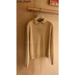 Loro Piano Sweaters Womens Winter Casual Khaki Lapel Long Sleeve Cashmere Sweater 0V17