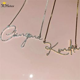 Custom Crystal Name Letter Necklace for Women Custom Name Necklaces with Diamond Personalized Jewelry Gift with Custom Gift Card 240119