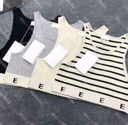 Womens Designers Tanks Top Knit Vests Ladies T Shirts Designer Striped Letter Sleeveless Tops Sexy Crop Luxury Brand T Shirt4556