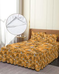 Bed Skirt Flower Butterfly Tree Palm Sailboat Wave Starfish Fitted Bedspread With Pillowcases Mattress Cover Bedding Set
