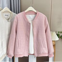 Womens Plus Size Baseball Jacket Autumn Casual Clothing Fashion Letter D Quilted Outwear Curve Zipper Coats T73 018 240130