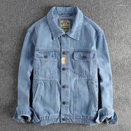 Men's Jackets 2024 Spring And Autumn American Retro Denim Cargo Jacket Cotton Washed Old Casual Loose Multi-pocket Yonth Coat