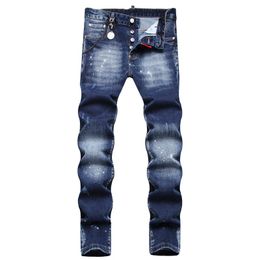 TR APSTAR DSQ Men's Jeans D2 Hip Hop Rock Moto DSQ COOLGUY JEANS Design Ripped Denim Biker slim skinny DSQ Jeans for men 1036 Colour blue