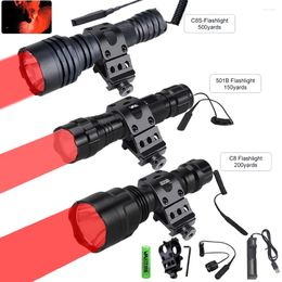 Flashlights Torches 500 Yard 501B/C8/C8s Professional Green Red LED Hunting Flashlight Tactical 1-Mode Torch USB Rechargeable Lantern Power
