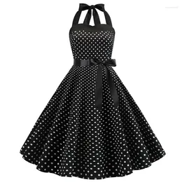 Casual Dresses Vintage Dress Women 2024 Summer Sexy Polka Dot Print Halter Party Vestidos Robe Pin Up Rockabilly Y2K