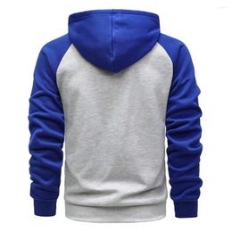 Men's Hoodies Loose Casual Men Coat Drawstring Hooded Cardigan Jacket For Fall Spring With Zipper Closure Colour Matching Soft Warm Thick