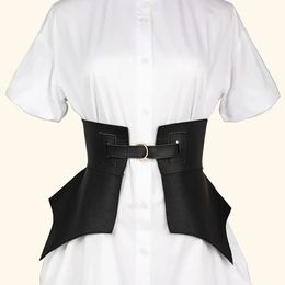 1PC Irregular Pu Leather Belts Long Wide Punk Style Skirt Dress Coat Elastic Waistband Women Fashion Black Brown Corset Belt 240122