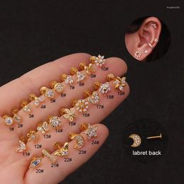 Stud Earrings 1Pair Stainless Steel Piercing Internal Thread Labret Lip Studs Horse Eye CZ Helix Conch Cartilage Ear Tragus PIERC Jewellery