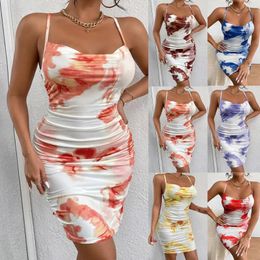 Casual Dresses 2024 Women's Backless Tie Dye Camisole Dress Bodysuit Party Club