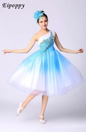 Stage Wear Youth Women's Modern Song And Dance Costume Mid-Length Dress Pettiskirt Performance