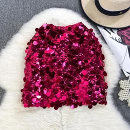 Skirts Women Glitter Sequins High Waist Sexy Short Skirt Party Fashion Vintage Luxury Goth Spring Summer Clothing CY192