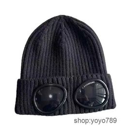Beanie/skull Caps Stones Island Mens Designer Ribbed Knit Lens Hats Womens Extra Fine Merino Wool Goggle Beanie Official Website Version 6 QJM2