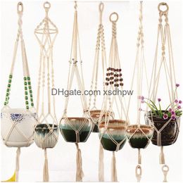 Mobiles# Pot Hanger Handmade Rame Plant Flower Jute Retro Hanging Rope For Wall Balcony Decorations M288 Drop Delivery Baby Kids Mat Dheas