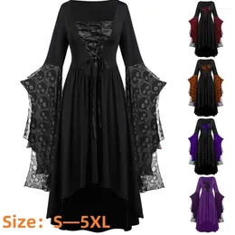 Casual Dresses 2024 Women's Halloween Cosplay Costume Witch Autumn Winter Ghost Up Party Skull Lace Strap Dress Clothes Vampire Gothic