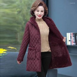 Women's Trench Coats 2024 Women Winter Cotton Padded Add Fluff Thick Warm Parkas Middle-Aged Female Hooded Wadded Jackets Long Outerwear