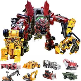 AOYI Cool 8 IN 1 Oversize Devastator Transformation Toys Boy Anime Hook Action Figures Robot Car Engineering Vehicle Model Kids 240130