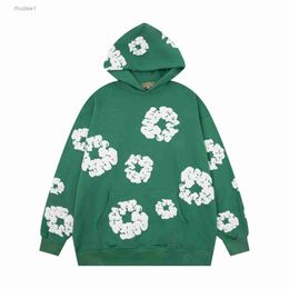 Flower Falection Street Mens Readymade Popular Denim High Tears Hoodies Puff Printed Distressed Hoodie Relaxation Sweatshirt Men New Style Top Pullover WE7S