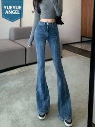 Women Sexy Push Up High Waist Wide Leg Skinny Pants Spring Autumn Stretchy Long Denim Lady Trousers Casual Slim Fit Jeans 240123