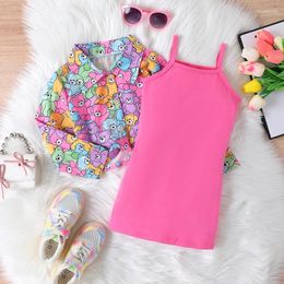 Clothing Sets CitgeeAutumn Kids Toddler Girl Fall Outfits Sleeveless Cami Dress Long Sleeve Print Jacket Set Clothes